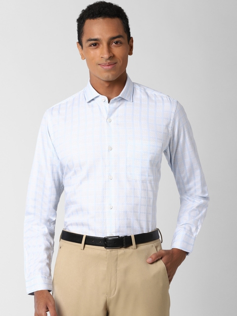 

Peter England Elite Men Blue Checked Pure Cotton Casual Shirt