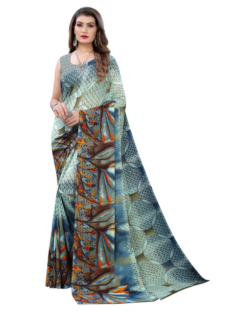 

KALINI Mint Green Geometric Printed Saree