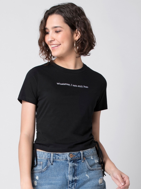 

FabAlley Women Black Solid Regular Top