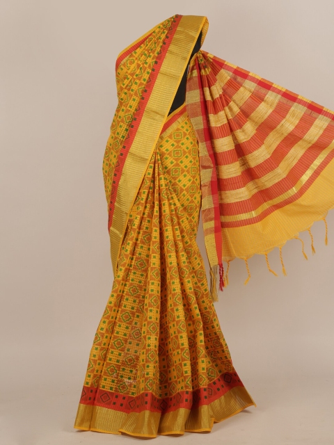 

Pothys Yellow & Red Zari Pure Cotton Saree