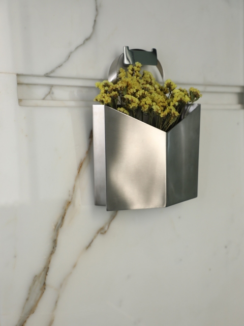 ARTTDINOX Silver-Toned Solid Matt Finish Stainless Steel Carry Bag Planter