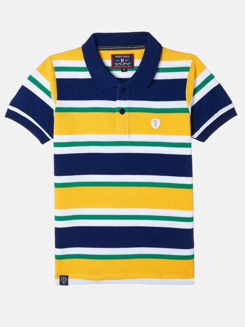 

Monte Carlo Boys Blue & Yellow Striped Polo Collar T-shirt