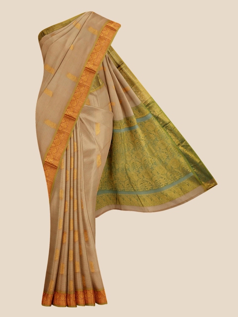 

Kalamandir Cream & Green Woven Design Silk Blend Venkatgiri Saree