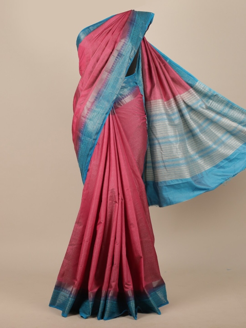 

Pothys Pink Woven Design Zari Jute Silk Saree