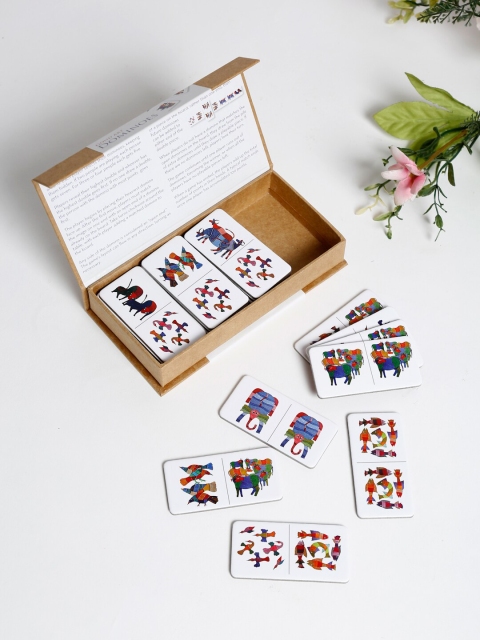 

Fabindia GW GAM Paper Inaaya Printed Dominoes Gond DL Boardgame, Multi