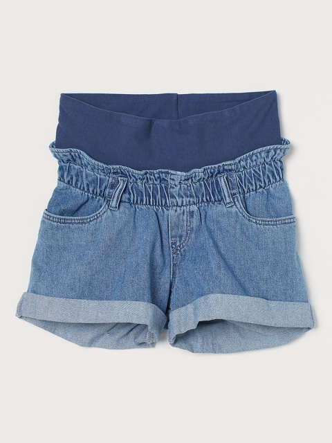 

H&M MAMA Blue Solid Denim Shorts