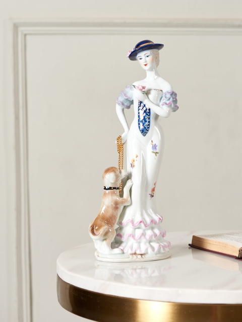 

THEDECORKART White & Blue Victorian Lady Fine Porcelain Figurine Showpiece