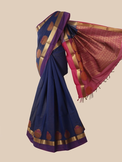 

Pothys Blue & Purple Woven Design Zari Silk Cotton Saree