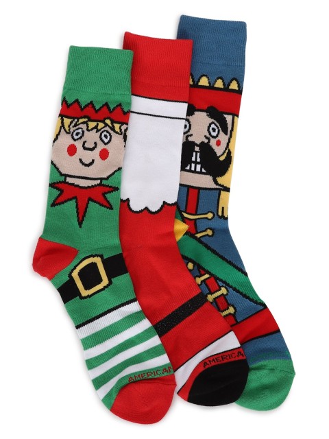 

AMERICAN EAGLE OUTFITTERS Pack Of 3 Patterned Calf-Length Socks, Red