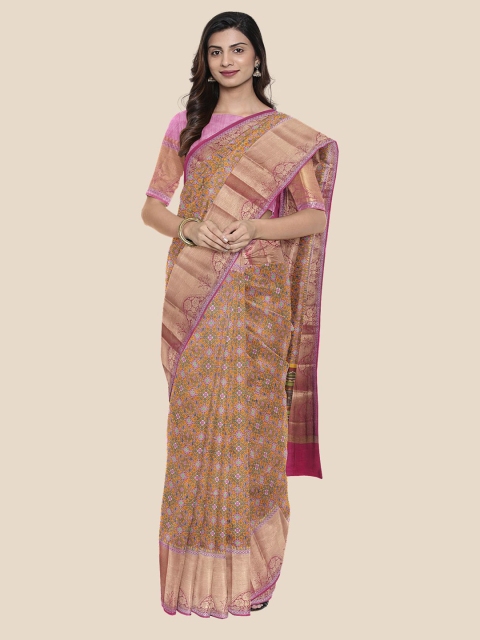 

Kalamandir Mustard Ethnic Motifs Silk Blend Saree