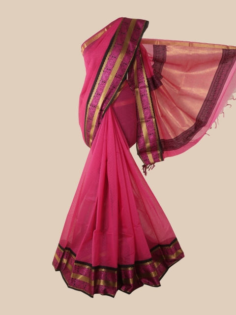 

Pothys Pink & Black Woven Design Zari Silk Cotton Saree
