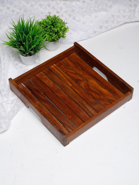 

Fabindia Brown Textured Wooden Serving Tray