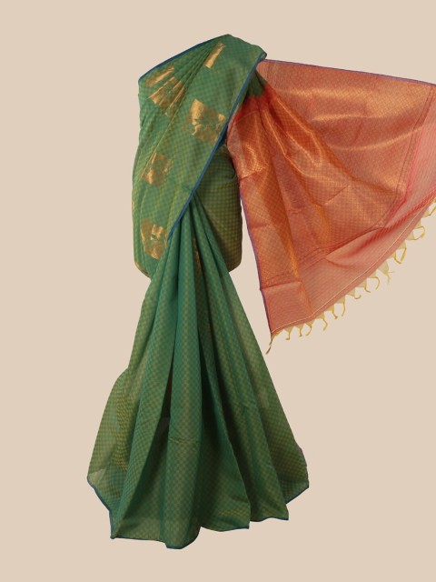 

Pothys Green & Red Ethnic Motifs Silk Cotton Saree