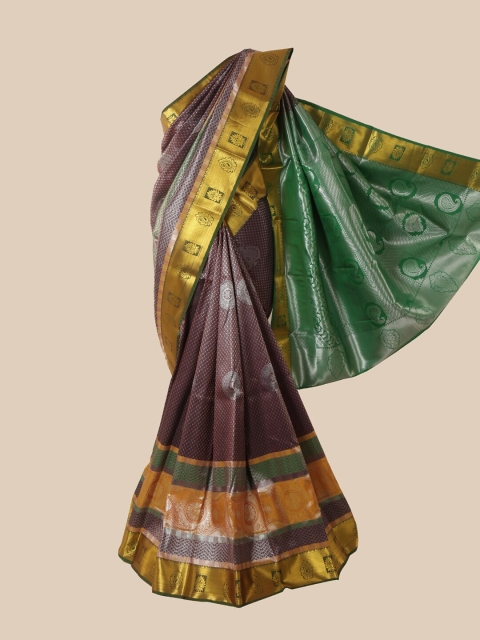 

Pothys Brown & Green Woven Design Pure Silk Saree