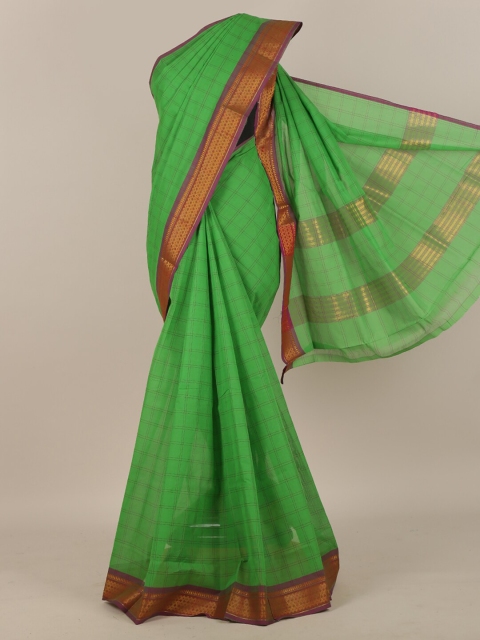 

Pothys Green & Red Checked Pure Cotton Saree