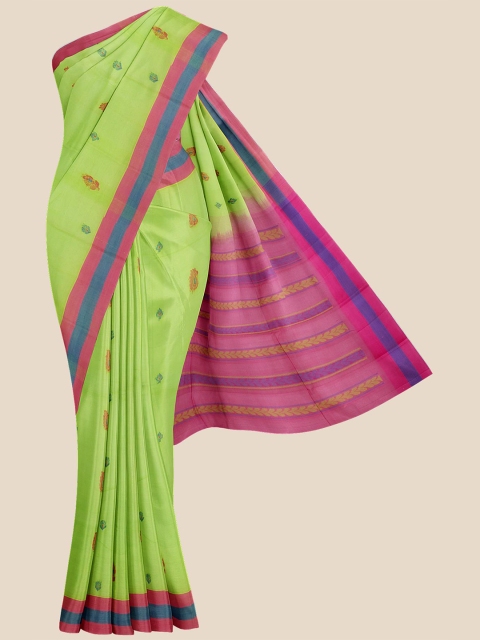 

Kalamandir Green & Pink Floral Pure Cotton Venkatgiri Saree