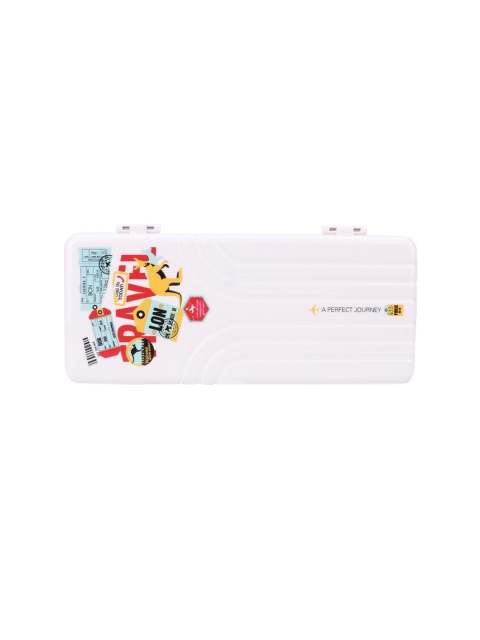 

QIPS Kids White & Red Printed Plastic Pencil Box