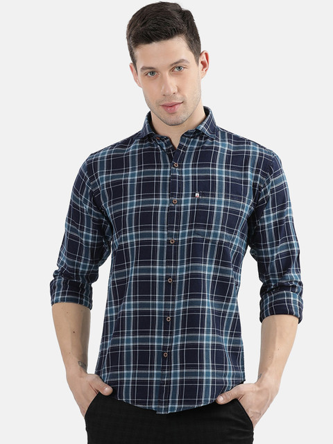 

V2 Value & Variety Men Blue Slim Fit Tartan Checks Casual Shirt