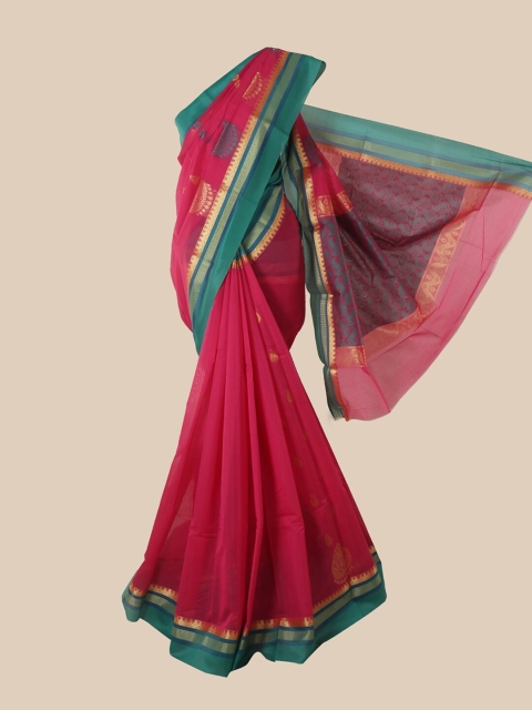 

Pothys Pink & Green Ethnic Motifs Silk Cotton Saree