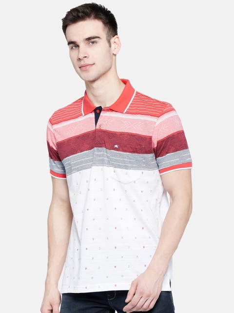 

Monte Carlo Men Red & White Striped Polo Collar T-shirt