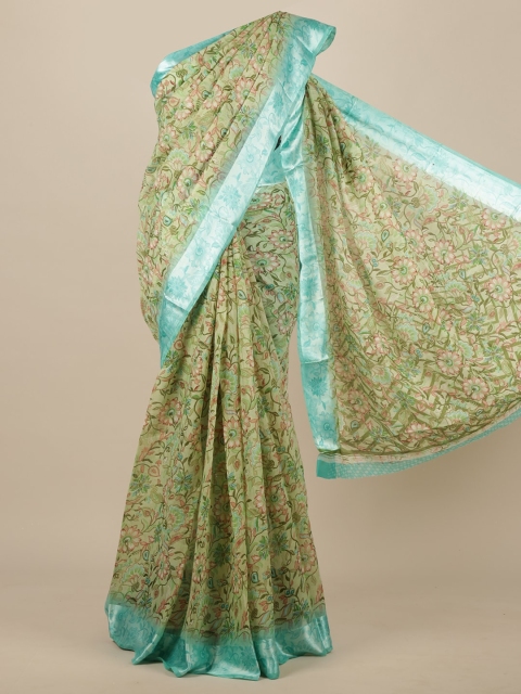 

Pothys Green Floral Cotton Blend Saree