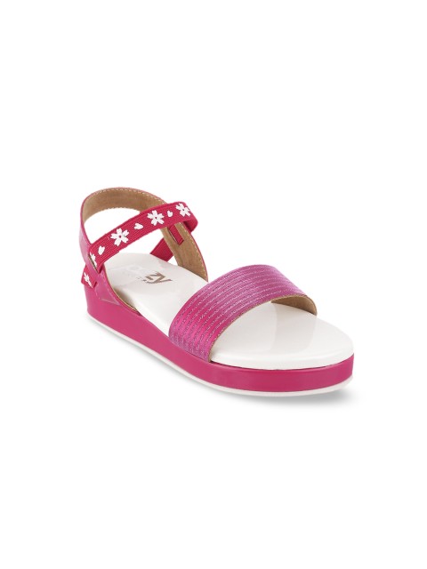 

Jazzy Juniors Girls Pink and White Embellished Open Toe Flats