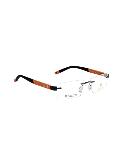 

Ted Smith Unisex Orange & Black Colourblocked Rimless Rectangle Frames