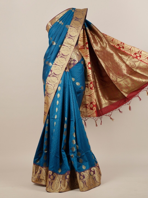 

Pothys Blue & Red Paisley Zari Art Silk Saree