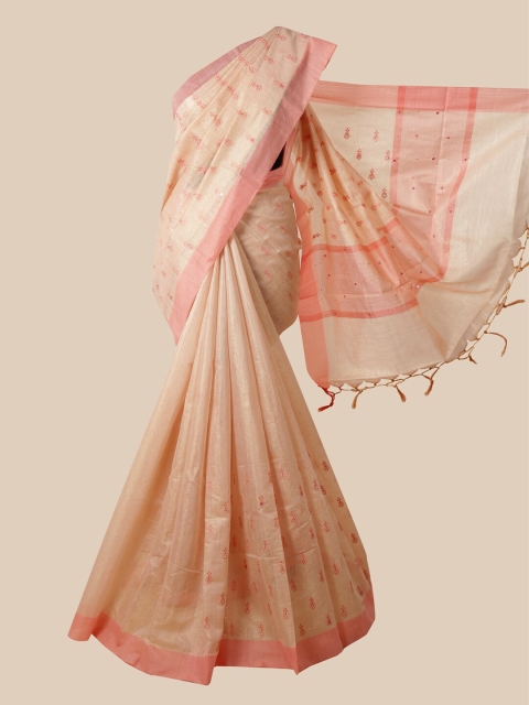 

Pothys Peach Ethnic Motifs Jute Cotton Saree