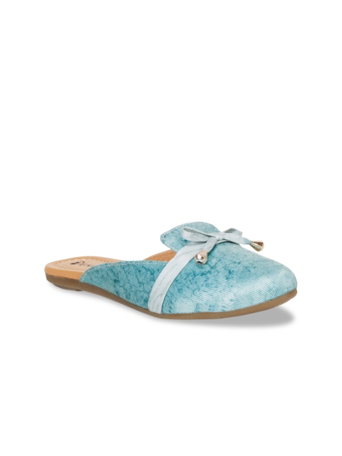 

Denill Women Blue Embellished Mules with Bows Flats