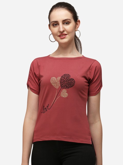 

OM SAI LATEST CREATION Pink & Black Slit Sleeve Regular Top