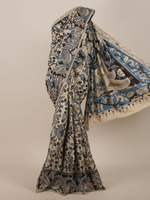 

Pothys Cream & Black Kalamkari Saree