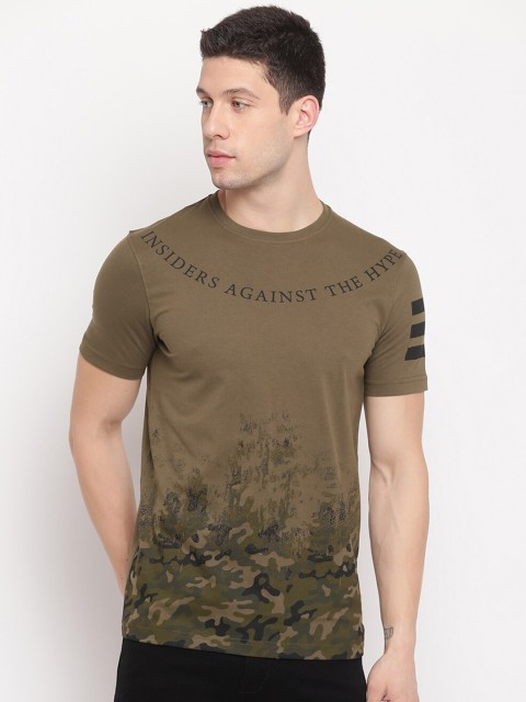 

Richlook Men Olive Brown Typography Printed T-shirt