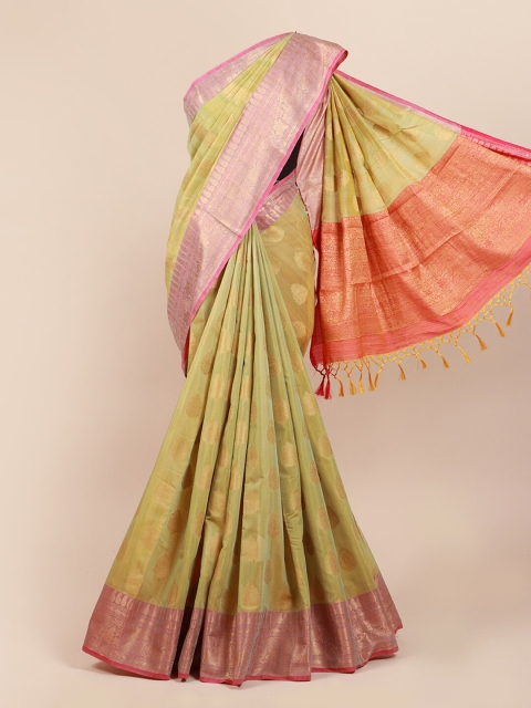 

Pothys Green & Pink Woven Design Zari Cotton Blend Saree