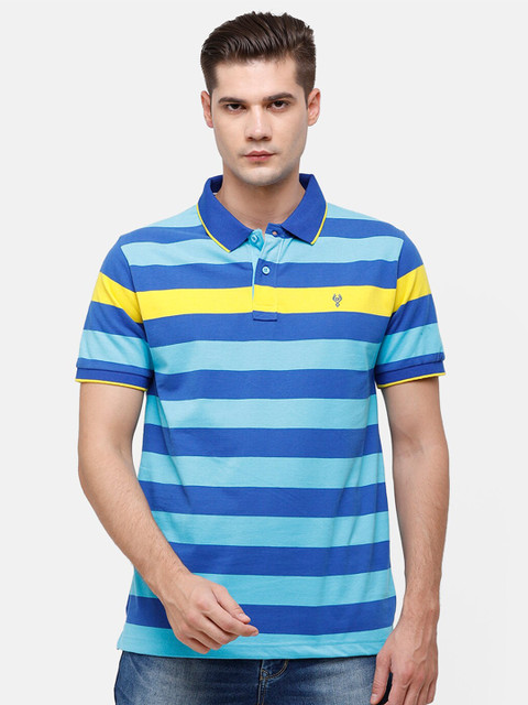 

Classic Polo Men Multicoloured Striped Polo Collar Slim Fit T-shirt, Multi