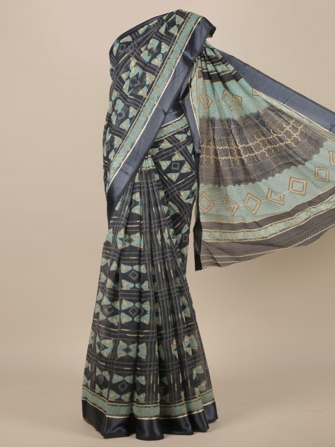 

Pothys Grey & Teal Green Cotton Blend Saree