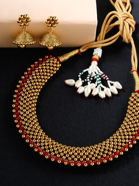 

THE AAB STUDIO Gold-Plated Red Handcrafted Jewellery Set
