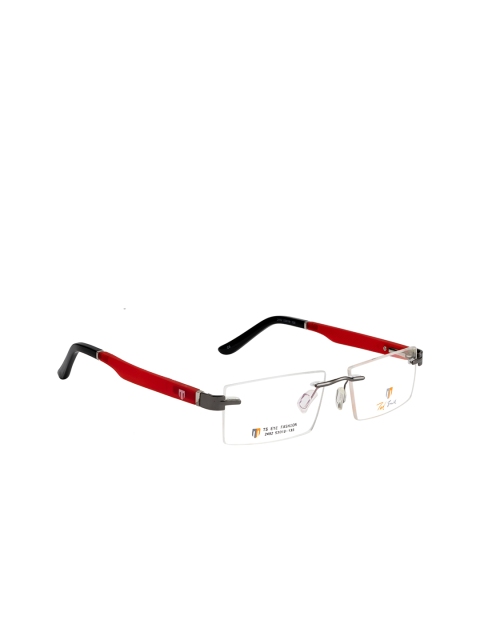 

Ted Smith Unisex Red & Black Rimless Rectangle Frames