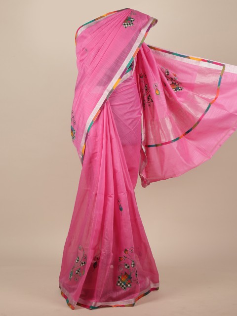 

Pothys Pink & Yellow Floral Saree