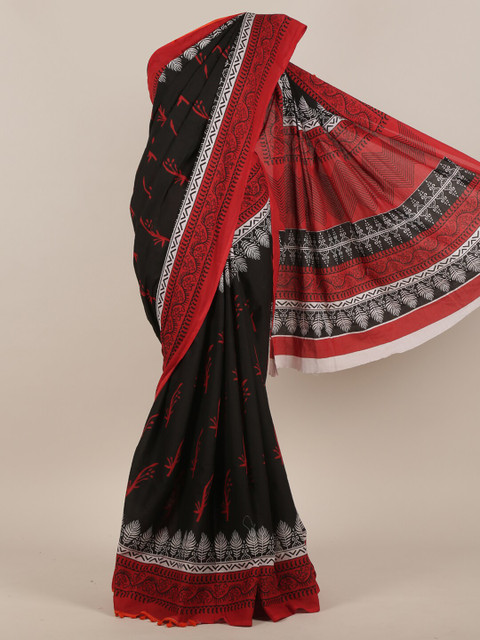 

Pothys Black & Red Ethnic Motifs Saree