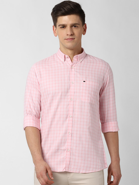 

Peter England Casuals Men Pink Slim Fit Checked Casual Shirt