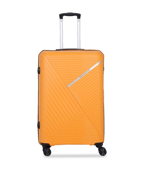 

Teakwood Leathers Unisex Orange Textured Large Hard-Sided Trolley Suitcase