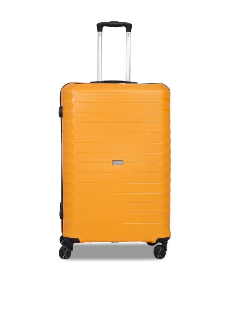 

Teakwood Leathers Orange Textured Hard-Sided Medium Trolley Suitcase