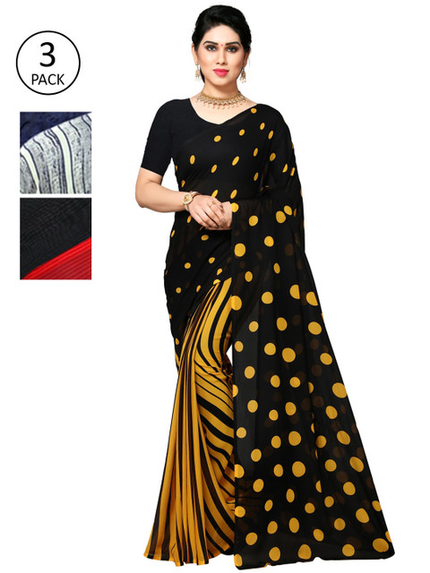 

KALINI Pack of 3 Printed Poly Georgette Saree, Multi