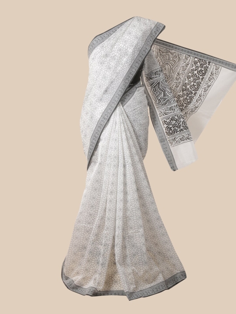 

Pothys White & Black Ethnic Motifs Cotton Blend Saree