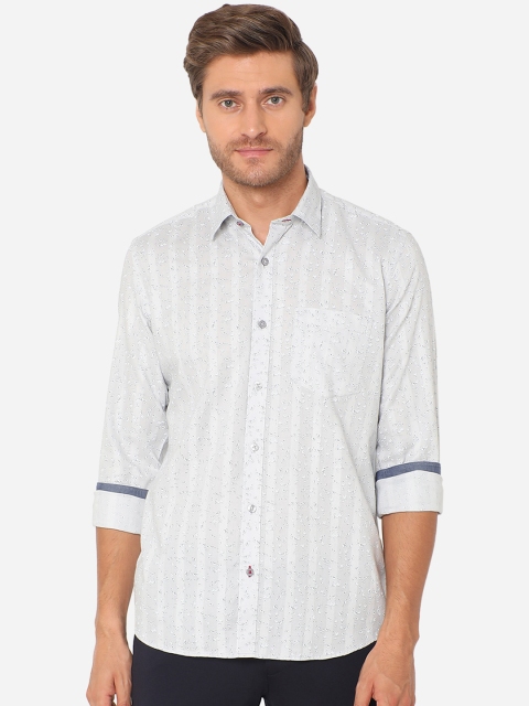 

JADE BLUE Men Grey & Blue Floral Printed Slim Fit Pure Casual Shirt