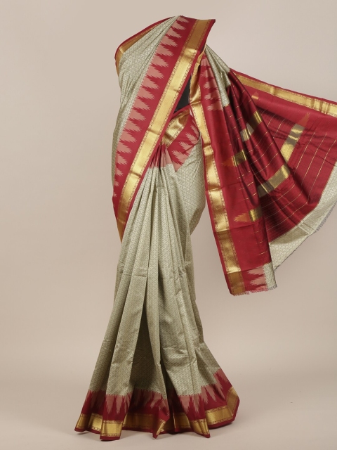 

Pothys Silver & Maroon Art Silk Saree