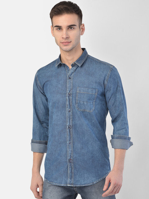 

COBB Men Blue Slim Fit Faded Casual Shirt