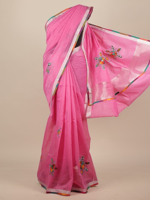 

Pothys Pink & Black Patchwork Saree