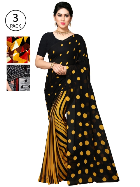 

KALINI Pack of 3 Printed Poly Georgette Saree, Multi